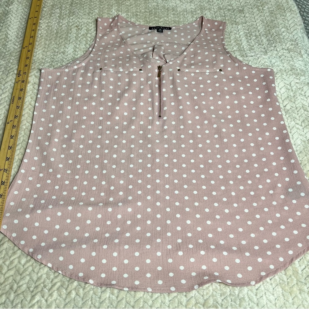 Haute Monde Mauve Polka Dot Sleeveless Top Size XL